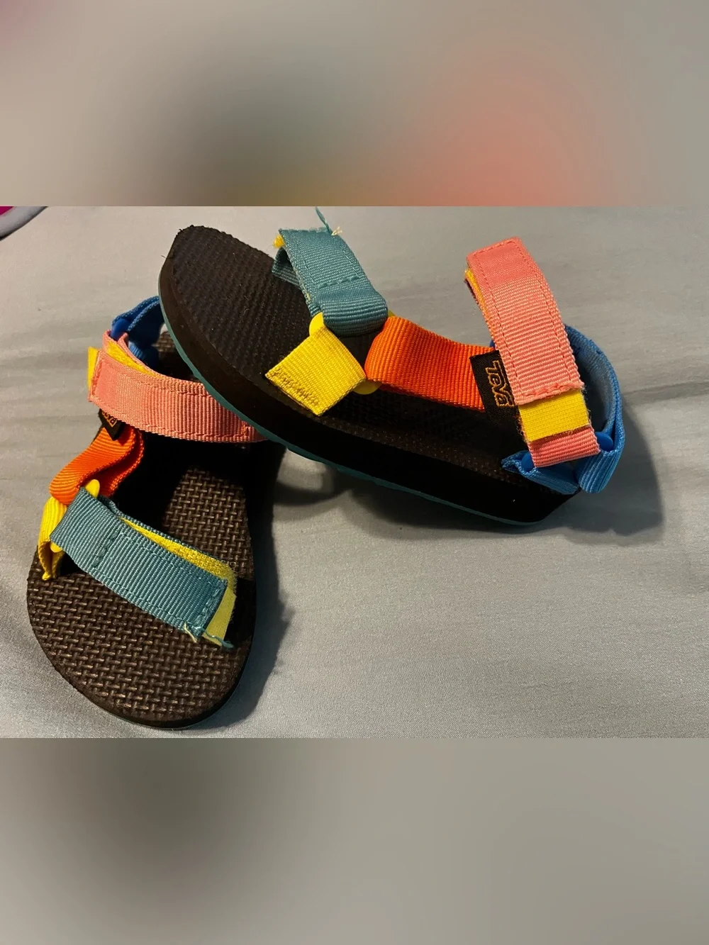 Teva Kids Colorblock Strappy Sandals - Pink, Blue, Orange, Yellow